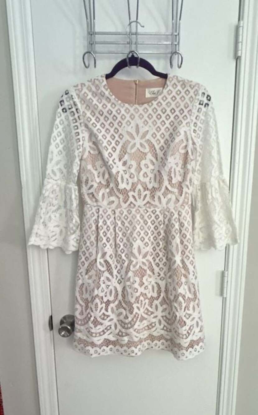 Eliza J White Bell Sleeve Lace A-Line Dress Sz 2